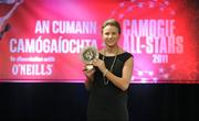 5 November 2011; Collette McSorley, Armagh, with her 2011 Camogie Soaring Star award at the 2011 Camogie All-Stars in association with O’Neills. Citywest Hotel, Saggart, Co. Dublin. Picture credit: Stephen McCarthy / SPORTSFILE