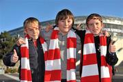6 November 2011; Sligo fans Liam O'Kelly Lynch, aged 9, left, Roan Conelly, aged 10, centre, and Fergal O'Kelly Lynch, aged 10, from Sligo Town show their support before the game. FAI Ford Cup Final, Shelbourne v Sligo Rovers, Aviva Stadium, Lansdowne Road, Dublin. Picture credit: Barry Cregg / SPORTSFILE