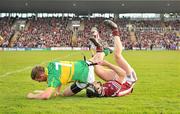 6 November 2011; Mark Kerins, Clarinbridge, and Sylvie Óg Linnane, Gort, tussle off the ball. Galway County Senior Hurling Championship Final, Gort v Clarinbridge, Pearse Stadium, Galway. Picture credit: Diarmuid Greene / SPORTSFILE