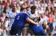 6 May 2017; Andrew Trimble of Ulster is tackled by Tadhg Furlong, left, and Jack Conan of Leinster during the Guinness PRO12 Round 22 match between Ulster and Leinster at Kingspan Stadium in Belfast. Photo by Ramsey Cardy/Sportsfile