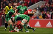 6 May 2017; Conor Murray of Munster is tackled by John Cooney, left, and Sean O'Brien of Connacht during the Guinness PRO12 Round 22 match between Munster and Connacht at Thomond Park, in Limerick. Photo by Brendan Moran/Sportsfile