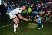 6 May 2017; Ulster's Ruan Pienaar with son Jean Luc following the Guinness PRO12 Round 22 match between Ulster and Leinster at the Kingspan Stadium in Belfast. Photo by Ramsey Cardy/Sportsfile