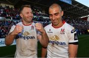 6 May 2017; Ulster's Roger Wilson, left, and Ruan Pienaar following the Guinness PRO12 Round 22 match between Ulster and Leinster at Kingspan Stadium in Belfast. Photo by Ramsey Cardy/Sportsfile