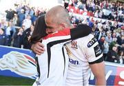 6 May 2017; Ruan Pienaar of Ulster along with his wife Monique during a lap of honour after his farwell game for Ulster in the Guinness PRO12 Round 22 match between Ulster and Leinster at Kingspan Stadium in Belfast. Photo by Oliver McVeigh/Sportsfile