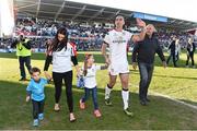 6 May 2017; Ruan Pienaar of Ulster along with his family, son Jean-Luc, wife Monique, daughter Lemay and Father Gysie Pienaar during a lap of honour after his farwell game for Ulster in the Guinness PRO12 Round 22 match between Ulster and Leinster at Kingspan Stadium in Belfast. Photo by Oliver McVeigh/Sportsfile