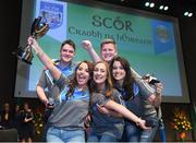 6 May 2017: The Newport GAA Club, Co Tipperary, of Áine O’Malley, Sarah McAuliffe, Niamh Floyd, Ruairí Floyd and Brian McAuliffe after winning 'Ceol Uirlise' at the All-Ireland Scór Sinsear Finals at The Waterfront Theatre, Belfast. Photo by Ray McManus/Sportsfile