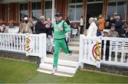 7 May 2017; Ireland captain William Portferield leads his team onto the Lord's pitch during the One Day International between England and Ireland at Lord's, London, England. Photo by Matt Impey/Sportsfile
