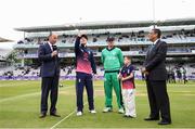 7 May 2017; Captain's Eóin Morgan of England and William Porterfield of Ireland during the coin toss ahead of the One Day International between England and Ireland at Lord's, London, England. Photo by Matt Impey/Sportsfile