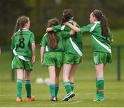 6 May 2017; Players from the Burrishoole Girls Football Club, Co Mayo, during their U12 Soccer 7 a Side match at the Aldi Community Games May Festival 2017 at National Sports Campus, in Abbotstown, Dublin.  Photo by Cody Glenn/Sportsfile