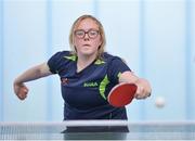 6 May 2017; Ciara McHugh of Bunninadden, Co Sligo, competing in the U16 and O13 Girl's Table Tennis during the Aldi Community Games May Festival 2017 at National Sports Campus, in Abbotstown, Dublin.  Photo by Sam Barnes/Sportsfile