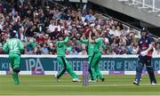 7 May 2017; Ireland players celebrate taking the wicket of Eóin Morgan of England during the One Day International between England and Ireland at Lord's, London, England. Photo by Matt Impey/Sportsfile