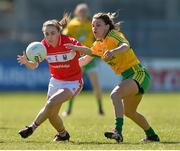 7 May 2017; Melissa Duggan of Cork in action against Niamh Hegarty of Donegal during the Lidl Ladies Football National League Div 1 Final match between Cork and Donegal at Parnell Park, Dublin. Photo by David Maher/Sportsfile