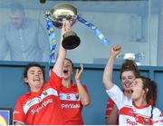 7 May 2017; Captain of Cork Doireann O'Sullivan celebrates with her teammates at the end of the Lidl Ladies Football National League Div 1 Final match between Cork and Donegal at Parnell Park, Dublin. Photo by David Maher/Sportsfile