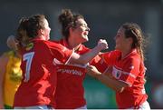 7 May 2017; Cork players, from left, Shauna Kelly, Doireann O'Sullivan and Orlagh Farmer celebrate at the end of the Lidl Ladies Football National League Div 1 Final match between Cork and Donegal at Parnell Park, Dublin. Photo by David Maher/Sportsfile