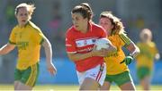 7 May 2017; Brid O'Sullivan of Cork in action against Ciara Hegarty of Donegal during the Lidl Ladies Football National League Div 1 Final match between Cork and Donegal at Parnell Park, Dublin. Photo by David Maher/Sportsfile