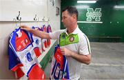 7 May 2017; New York GAA official Denis O'Sullivan, originally from Bantry, Co Cork, prepares the New York changing room prior to the Connacht GAA Football Senior Championship Preliminary Round match between New York and Sligo at Gaelic Park in the Bronx borough of New York City, USA. Photo by Stephen McCarthy/Sportsfile