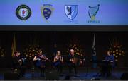 6 May 2017: The St Mary's GAA Club, Leitrim, team of Clare Bohan, Brendan Bohan, Laura Crossan, Brian Mostyn and Marian Brogan competing in the 'Ceol Uirlise' event in the All-Ireland Scór Sinsear Finals at The Waterfront Theatre, Belfast. Photo by Ray McManus/Sportsfile