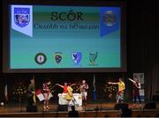 6 May 2017: The St Joseph's GAA Club, Westmeath, team of Aidan Walsh, Ciaran Reynolds, Thomas Pettit, Hugo Slevin, Caitriona McCormack, Anne Mears, Deborah Reynolds, Johnny Hannify and Deirdre Robbins competing in the 'Léiriú Stáitse' in the All-Ireland Scór Sinsear Finals at The Waterfront Theatre, Belfast. Photo by Ray McManus/Sportsfile
