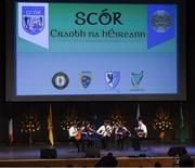 6 May 2017: The St Ergnat's Moneyglass, Co Antrim, team of Ciaran Martin, Emma McGlone, Róisín McGee, Alexander Meyer and Darren McPeake competing in the 'Ceol Uirlise' event in the All-Ireland Scór Sinsear Finals at The Waterfront Theatre, Belfast. Photo by Ray McManus/Sportsfile