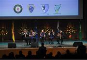 6 May 2017: The ultimate winning team of Áine O’Malley, Sarah McAuliffe, Niamh Floyd, Ruairí Floyd and Brian McAuliffe, from Newport GAA Club, Tipperary, competing in the 'Ceol Uirlise' event in the All-Ireland Scór Sinsear Finals at The Waterfront Theatre, Belfast. Photo by Ray McManus/Sportsfile