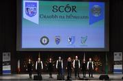 6 May 2017: The winning Omagh St Enda's, Co Tyrone, team of David Tierney, Damien Friel, Paul Breen, Ciarán Breen, Leanne McCullagh, Michelle Mullin, Courtney McAskie and Grainne Fox competing in the 'Rice Seit' event in the All-Ireland Scór Sinsear Finals at The Waterfront Theatre, Belfast. Photo by Ray McManus/Sportsfile