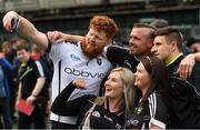 7 May 2017; Aidan Devaney, left, and Eóin McHugh of Sligo take a selfie with supporters following the Connacht GAA Football Senior Championship Preliminary Round match between New York and Sligo at Gaelic Park in the Bronx borough of New York City, USA. Photo by Stephen McCarthy/Sportsfile