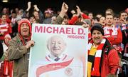 6 November 2011; Sligo supporters Terry Coleman and Darren Kelly show off their poster of President Elect Michael D. Higgins before the game. FAI Ford Cup Final, Shelbourne v Sligo Rovers, Aviva Stadium, Lansdowne Road, Dublin. Picture credit: Barry Cregg / SPORTSFILE