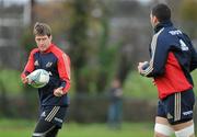 9 November 2011; Munster's Ronan O'Gara and Denis Leamy in action during squad training ahead of their Heineken Cup, Pool 1, Round 1, match against Northampton Saints on Saturday. Munster Rugby Squad Training, Cork Institute of Technology, Bishopstown, Cork. Picture credit: Matt Browne / SPORTSFILE