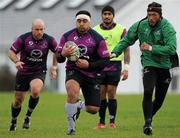 9 November 2011; Connacht's Rodney Ah You, centre, in action against team-mates Adrian Flavin, left, and Ray Ofisa, right, during squad training ahead of their Heineken Cup, Pool 6, Round 1, match against Harlequins on Friday. Connacht Rugby Squad Training, Sportsground, Galway. Picture credit: Barry Cregg / SPORTSFILE