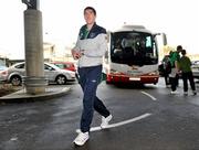 9 November 2011; Republic of Ireland's Stephen Ward arrives at Dublin Airport as the squad depart for their UEFA EURO2012 Qualifying Play-off 1st leg match against Estonia on Friday. Republic of Ireland Squad Depart for Estonia, Dublin Airport, Dublin. Picture credit: Brian Lawless / SPORTSFILE