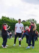 9 May 2017; Shamrock Rovers player Paul Corry was in Bluebell Community Centre today at the AIG Heroes event along with pupils from St Ultans School in Cherry Orchard, Dublin. The AIG Heroes initiative is part of the insurance company’s community engagement programme and is designed to give support to local communities by leveraging their sporting sponsorships to provide positive role models and build confidence for young people. More information at www.aig.ie.  Bluebell Community College, Bluebell, Dublin. Photo by Sam Barnes/Sportsfile