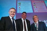 10 May 2017; Ireland head coach Joe Schmidt, left, with Jamie Joseph, Head Coach of Japan, and Scott Johnson, Performance Director of Scotland, after the Rugby World Cup 2019 Pool Draw at the Kyoto State Guest House on May 10, 2017 in Kyoto, Japan. Photo by Dave Rogers - World Rugby/World Rugby via Sportsfile