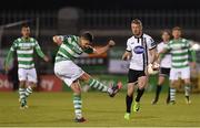 5 May 2017; David McAllister of Shamrock Rovers in action against Dane Massey of Dundalk during the SSE Airtricity League Premier Division game between Shamrock Rovers and Dundalk at Tallaght Stadium in Dublin. Photo by Matt Browne/Sportsfile