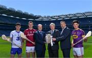 10 May 2017; Bord Gáis Energy today launched its new #HurlingToTheCore campaign at Croke Park to mark the beginning of a summer of hurling.  #HurlingToTheCore celebrates Bord Gáis Energy’s belief that hurling is more than a sport or pastime - it is deeply ingrained in Irish history and stitched into our national identity.   In attendance at the Bord Gáis Energy Summer of Hurling Launch is GAA Director General, Páraic Duffy, centre right, with from left, Patrick Curran of Waterford, Joe Canning of Galway, Dave Kirwan, Managing Director, Bord Gáis Energy, GAA Director General, Páraic Duffy, Mark Prentice, Head of Retail, Bord Gáis Energy, and Conor McDonald of Wexford. Croke Park in Dublin. Photo by Sam Barnes/Sportsfile