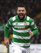 12 May 2017; Brandon Miele of Shamrock Rovers celebrates after scoring his side's first goal during the SSE Airtricity League Premier Division game between Bohemians and Shamrock Rovers at Dalymount Park in Dublin. Photo by David Maher/Sportsfile