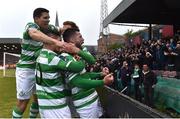 12 May 2017; Brandon Miele, right, of Shamrock Rovers celebrates with team-mates after scoring his side's first goal during the SSE Airtricity League Premier Division game between Bohemians and Shamrock Rovers at Dalymount Park in Dublin. Photo by David Maher/Sportsfile