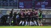 12 May 2017; Galway United players celebrate after scoring their first goal during the SSE Airtricity League Premier Division game between Galway United and Cork City at Eamonn Deasy Park in Galway. Photo by Sam Barnes/Sportsfile