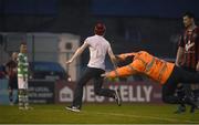 12 May 2017; A Bohemians supporter is chased by a steward as he runs onto the pitch during the SSE Airtricity League Premier Division game between Bohemians and Shamrock Rovers at Dalymount Park in Dublin. Photo by David Maher/Sportsfile