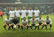 11 November 2011; The Republic of Ireland team, back row, left to right, Glenn Whelan, Stephen Ward, Richard Dunne, Stephen Kelly and Jonathan Walters. Front row, left to right, Sean St. Ledger, Shay Given, Robbie Keane, Damien Duff, Keith Andrews and Aiden McGeady. UEFA EURO2012 Qualifying Play-off, 1st leg, Estonia v Republic of Ireland, Le Coq Arena, Tallinn, Estonia. Picture credit: David Maher / SPORTSFILE