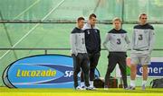 12 November 2011; Republic of Ireland players, from left, Robbie Keane, Shay Given, Damien Duff and Richard Dunne look on during squad training ahead of their UEFA EURO2012 Qualifying Play-off 2nd leg match against Estonia on Tuesday. Republic of Ireland Squad Training, Gannon Park, Malahide, Dublin. Picture credit: Brendan Moran / SPORTSFILE