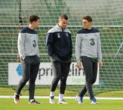 12 November 2011; Republic of Ireland players, from left, Sean St Ledger, Shay Given and Keith Andrews during squad training ahead of their UEFA EURO2012 Qualifying Play-off 2nd leg match against Estonia on Tuesday. Republic of Ireland Squad Training, Gannon Park, Malahide, Dublin. Picture credit: Brendan Moran / SPORTSFILE
