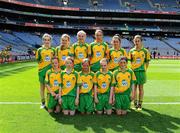 28 August 2011; The Donegal team, back row, left to right, Amy N’ Chuinn, St. Fiachra S.N.S., Beaumont, Co. Dublin, Chantelle Lynam, St. Brigid's N.S., Ballynacargy, Co. Westmeath, Katie Bellew, Scoil Naomh Eoin, Navan, Co. Meath, Kate Keenan, St. Mary's N.S., Knockbridge, Co. Louth, Dara Morahan, St. Patrick's N.S., Drumshanbo, Co. Leitrim, front row, left to right, Leah Grimes, St. Joseph's N.S., Dundalk, Co. Louth, Chloe Duffy, Tang N.S., Ballymahon, Co. Longford, Caitl’n Kelly, St. Mary's P.S., Killyclogher, Co. Tyrone, Cara Doherty, St. Colmcille's P.S., Claudy, Co. Derry, Eadaoin Nig Uidhir, Gaelscoil Ultain, Co. Monaghan. Go Games Exhibition - Sunday 21st August 2011, Croke Park, Dublin. Picture credit: Dáire Brennan / SPORTSFILE