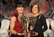 12 November 2011; Sisters Therese, left, and Grainne McNally, from Monaghan, with their All Star Awards at the O'Neills TG4 Ladies Football All-Star Awards 2011. Citywest Hotel, Saggart, Co. Dublin. Picture credit: Brendan Moran / SPORTSFILE