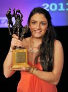 12 November 2011; Lucy Mulhall, Wicklow, who was presented with the Junior Players' Player of the Year award at the O'Neills TG4 Ladies Football All-Star Awards 2011. Citywest Hotel, Saggart, Co. Dublin. Picture credit: Brendan Moran / SPORTSFILE