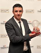 12 November 2011; Enda Stevens, Shamrock Rovers, wnner of the TISSOT PFAI Young Player of the Year, at the ISSOT PFAI Awards 2011. Burlington Hotel, Dublin. Picture credit: David Maher / SPORTSFILE