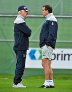 14 November 2011; Republic of Ireland manager Giovanni Trapattoni talks with assistant manager Marco Tardelli during squad training ahead of their UEFA EURO2012 Qualifying Play-off 2nd leg match against Estonia on Tuesday. Republic of Ireland Squad Training, Gannon Park, Malahide, Dublin. Picture credit: David Maher / SPORTSFILE