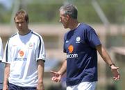 20 May 2002; Republic of Ireland manager Mick McCarthy, right, and Jason McAteer during a Republic of Ireland squad training session at Ada Gym in Susupe, Saipan, Northern Mariana Islands. Photo by David Maher/Sportsfile