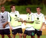 21 May 2002; Republic of Ireland players, from left, Steven Reid, Kevin Kilbane, Clinton Morrison and Roy Keane during a Republic of Ireland squad training session at Ada Gym in Susupe, Saipan, Northern Mariana Islands. Photo by David Maher/Sportsfile