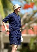 22 May 2002; Robbie Keane of Republic of Ireland shows off his skills on the 1st tee during a round of golf at the Coral Beach Resort Gofl Club in Saipan, Northern Mariana Islands. Photo by David Maher/Sportsfile