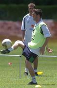 23 May 2002; Robbie Keane during a Republic of Ireland squad training session at Ada Gym in Susupe, Saipan, Northern Mariana Islands. Photo by David Maher/Sportsfile